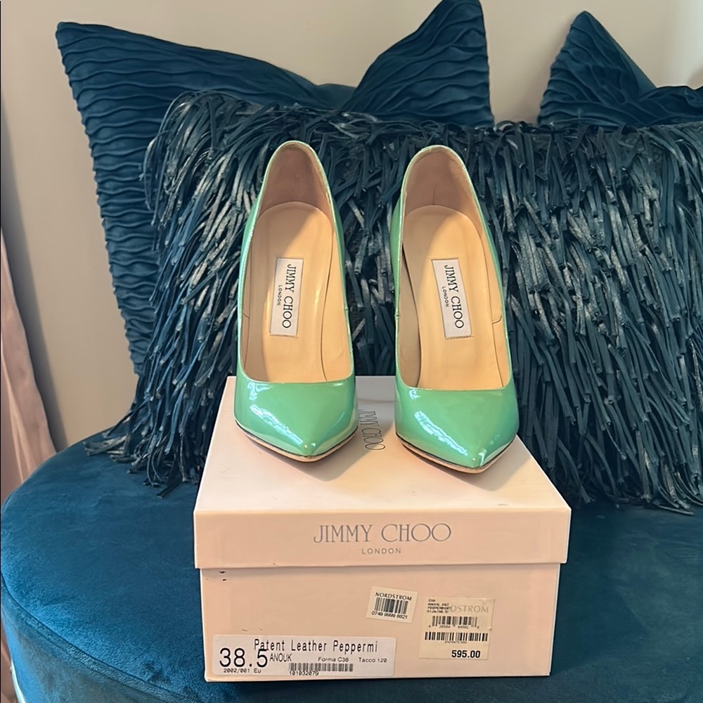 Jimmy Choo Green Patent Leather Women's Shoes